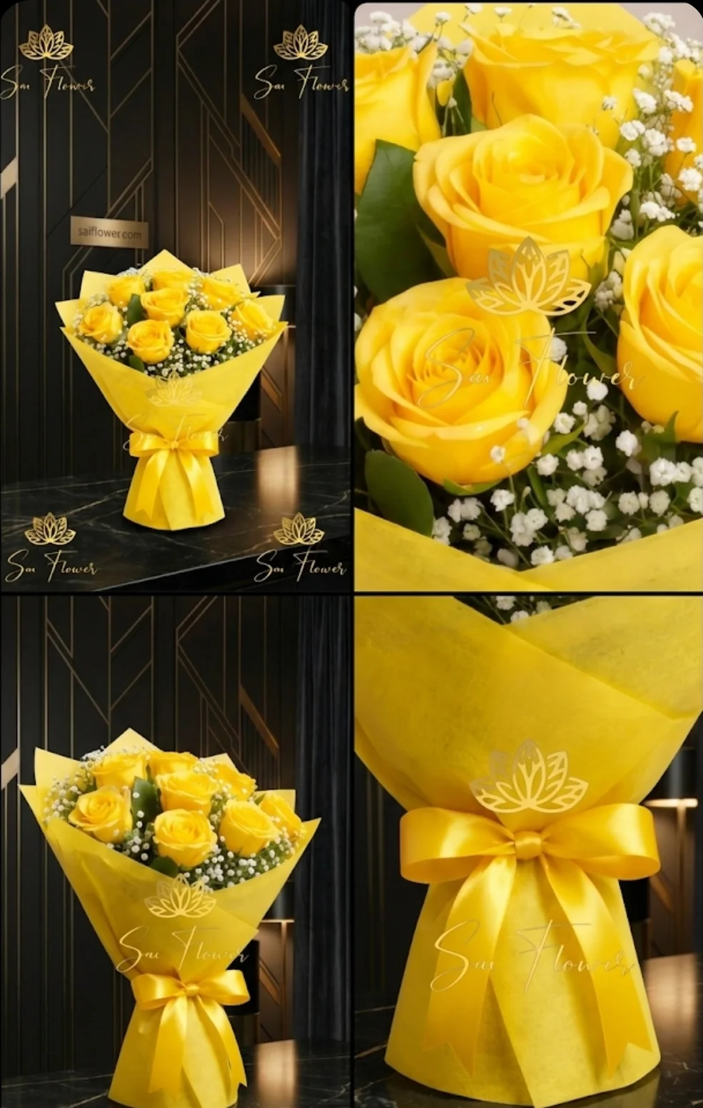 Golden Sunlight Yellow Rose Bouquet | Luxury Delhi Florist Delivery gallery