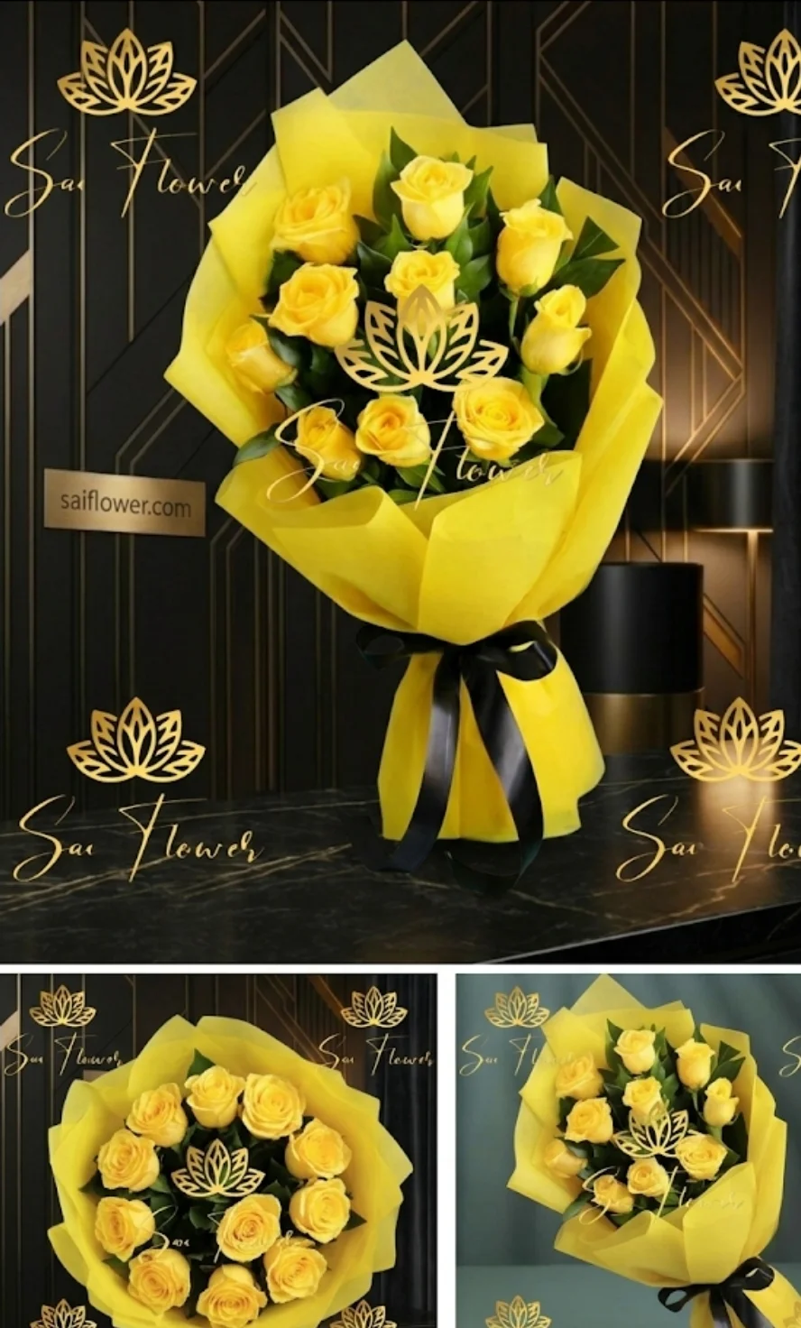 Golden Sunshine - 10 Premium Yellow Roses Luxury Bouquet (SaiFlower Delhi) gallery