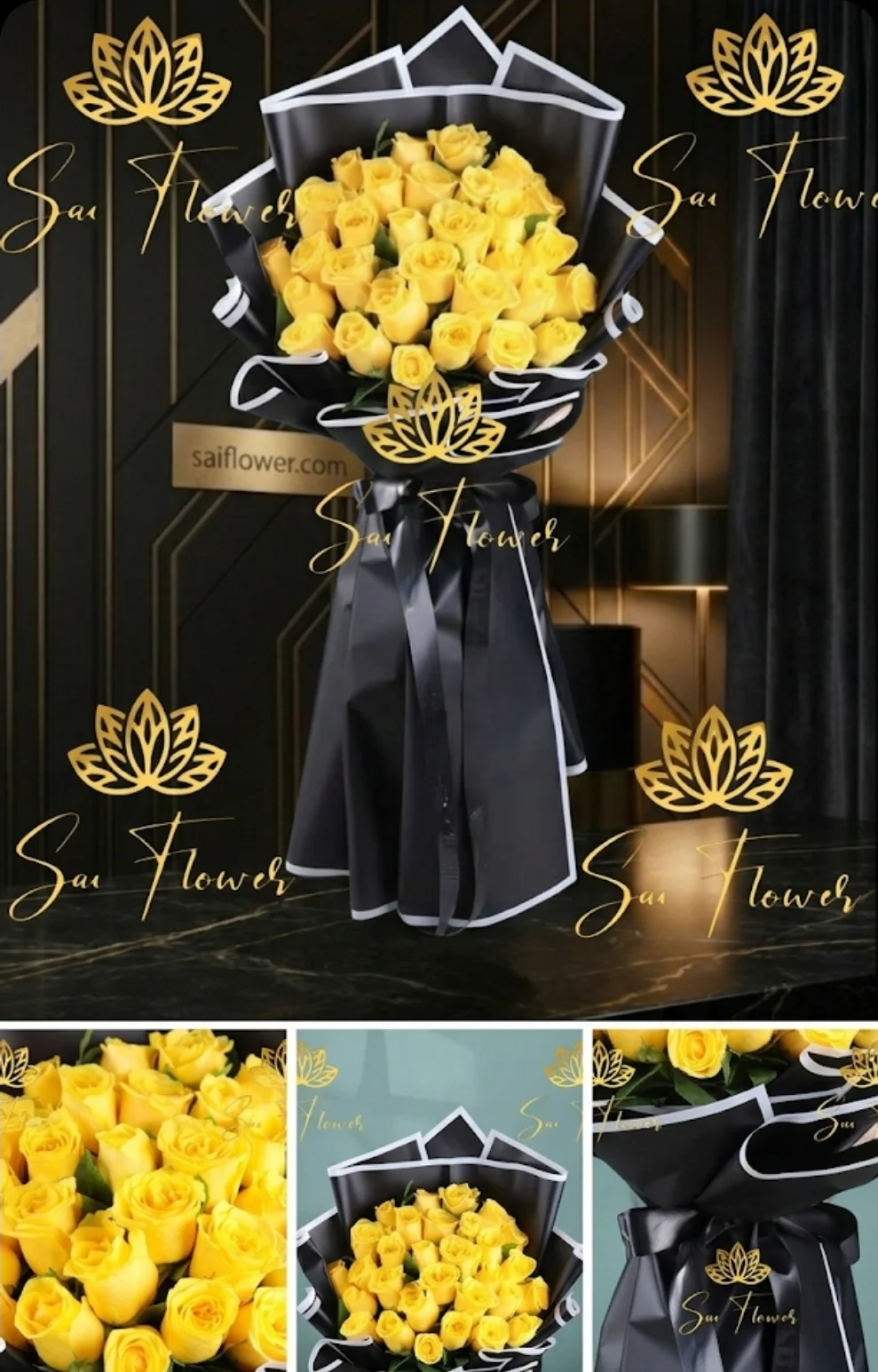 SaiFlower Eternal Sunshine: Premium Yellow Rose Bouquet (30+ Stems) - Luxury Florist in Delhi gallery