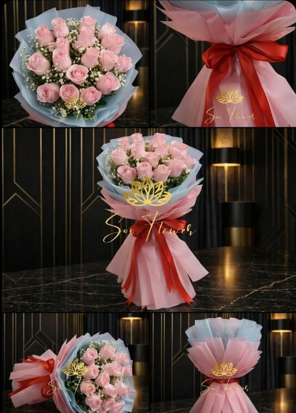 The Blush Romance: Premium Pink Rose & Baby's Breath Bouquet for New Delhi gallery
