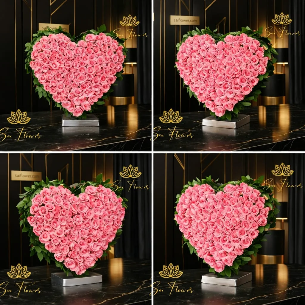 The Eternal Love Premium Pink Rose Heart-Shaped Box - Luxury Florist Delhi gallery
