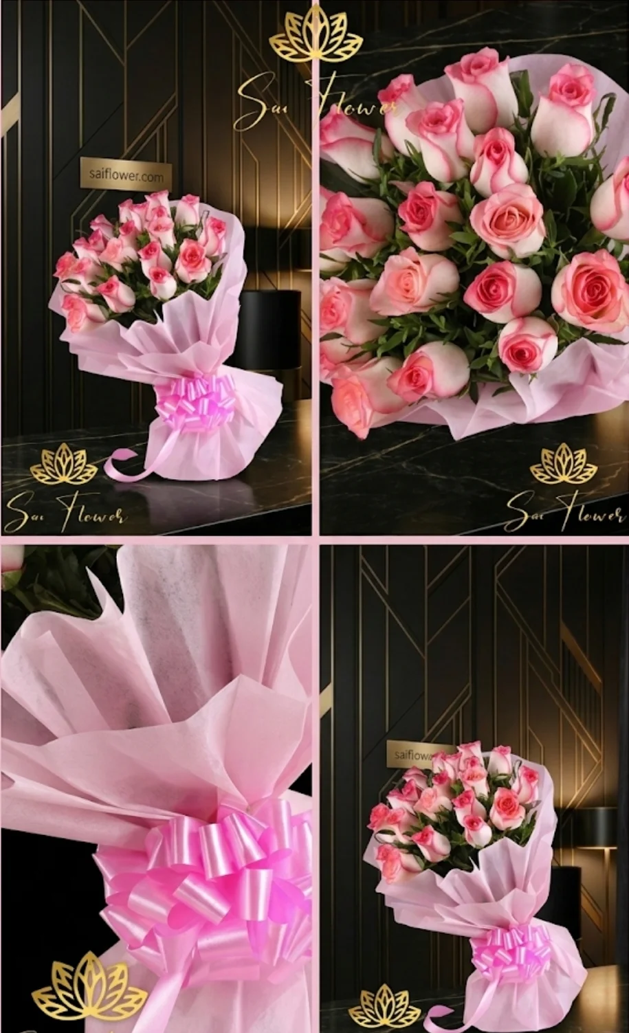 Blushing Devotion: Premium Pink & White Bicolour Rose Bouquet | Express Delhi Florist Delivery gallery