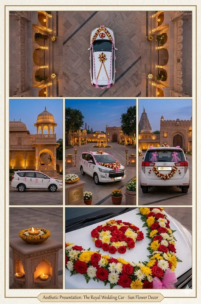 The Royal Romance: Luxury Red Rose Wedding Car Decoration in Delhi gallery