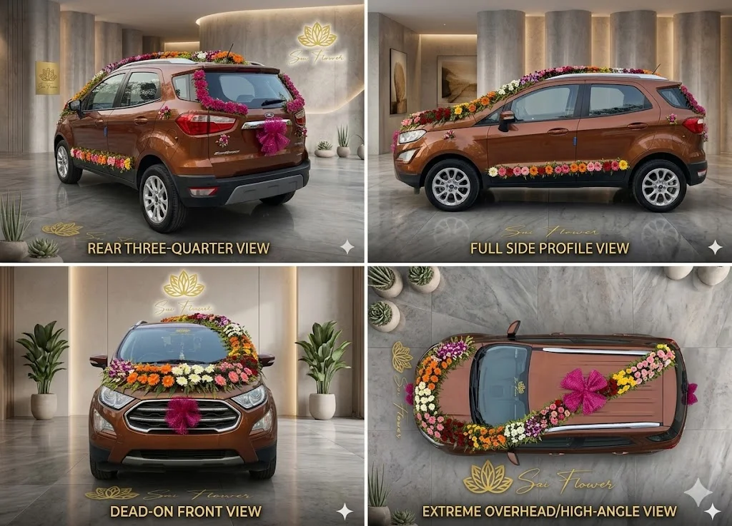 Premium Cascading Floral Wedding Car Decoration – Luxury Doorstep Setup in Delhi gallery