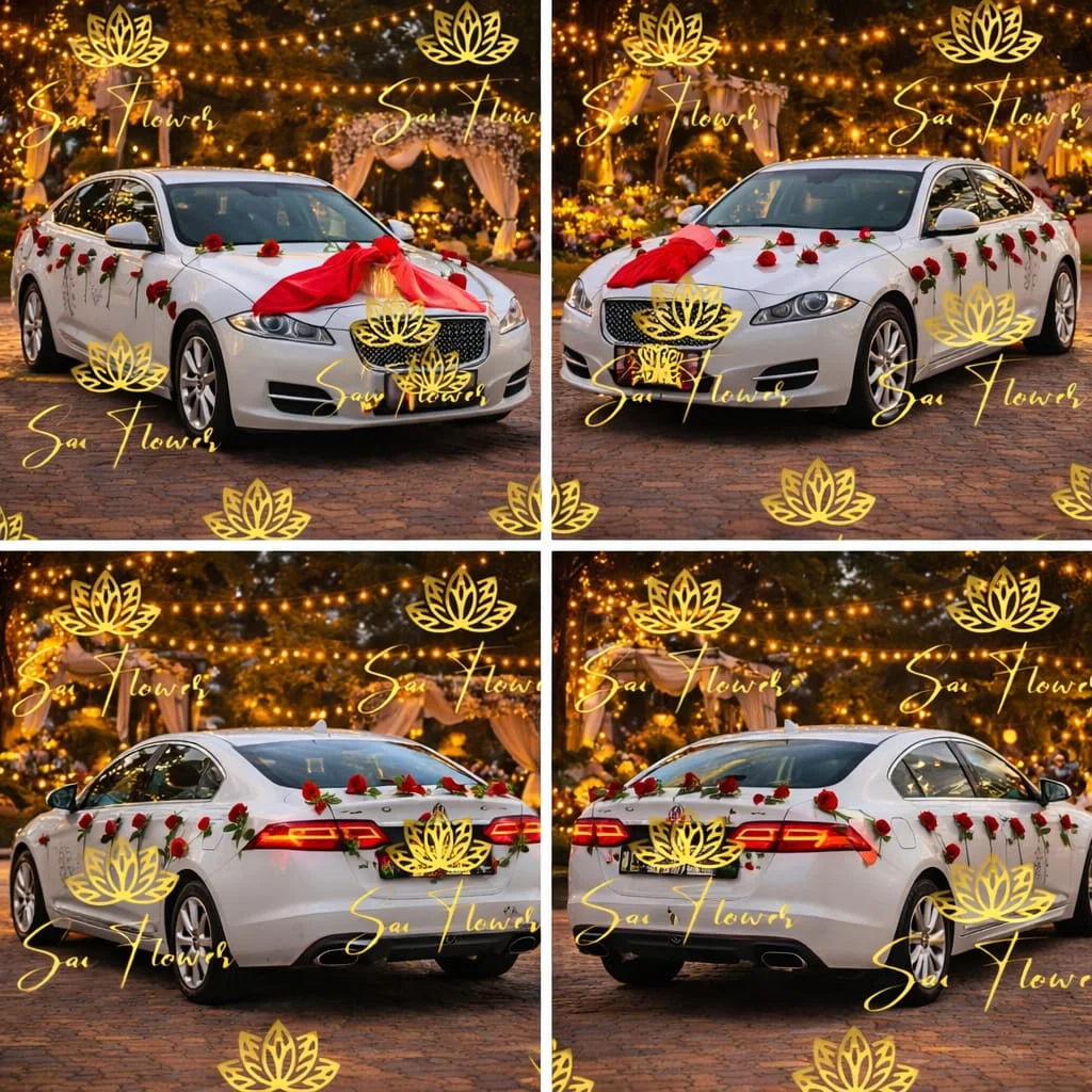 Eternal Love: Premium Red Rose Wedding Car Decoration in Delhi | SaiFlower gallery