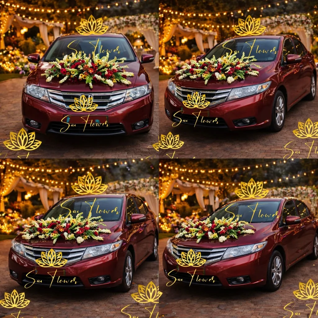 Majestic Red Rose & Floral Heart Wedding Car Decoration Delhi | SaiFlower Premium Entry gallery