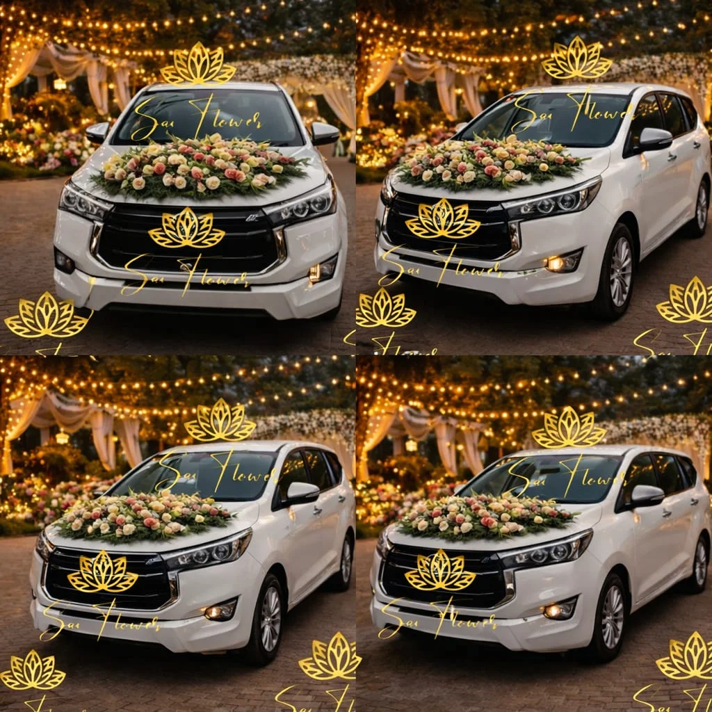 Majestic Luxury Wedding Car Flower Decoration | Fresh Bonnet Garland & Venue Décor Delhi gallery