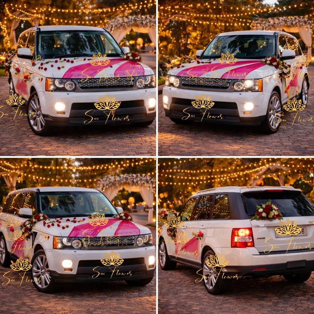 The Royal Arrival: Luxury Red Rose Bonnet Heart & Mirror Décor for Delhi Weddings | SaiFlower gallery