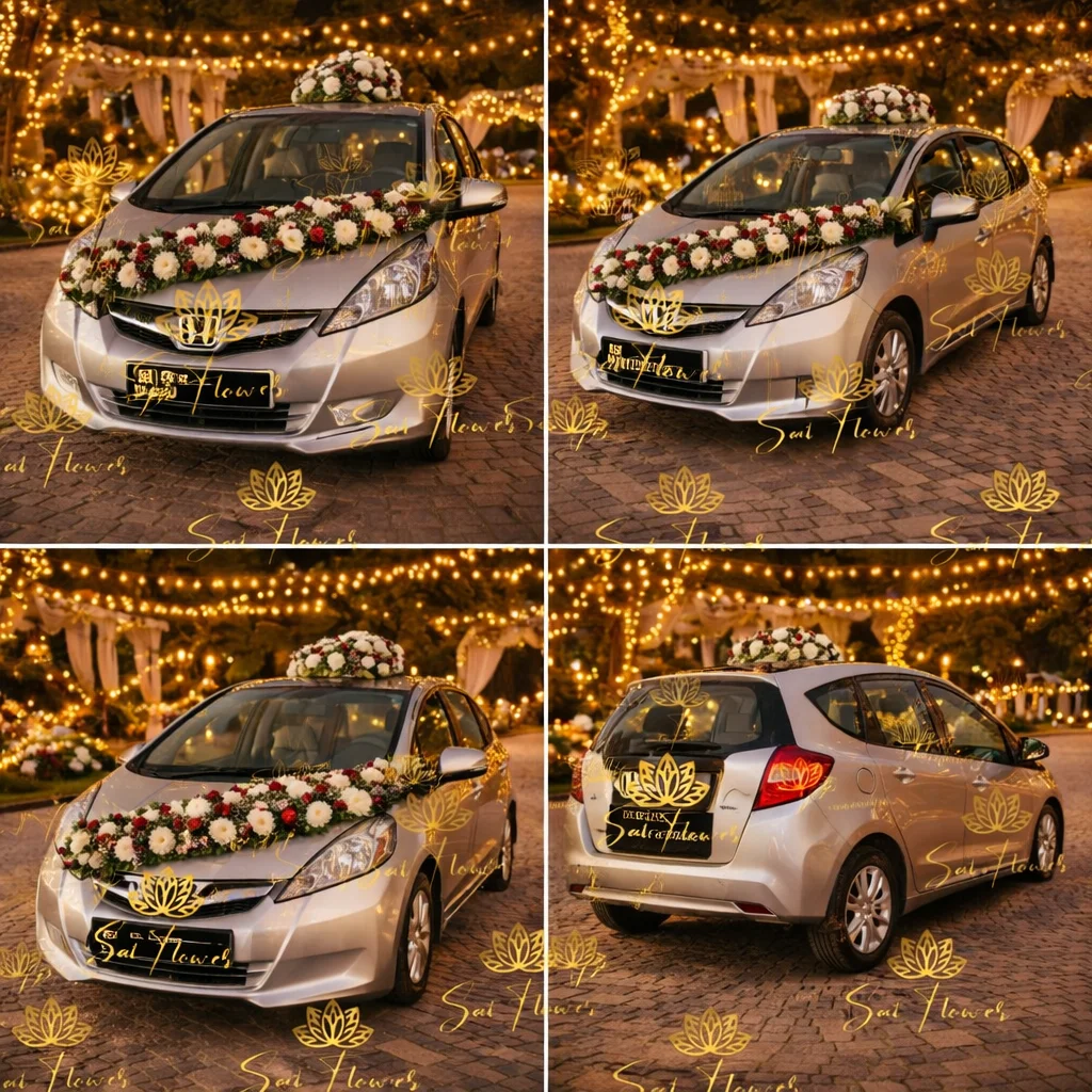 Premium Red Rose & White Bridal Car Decoration Delhi - Your Dream Entry gallery