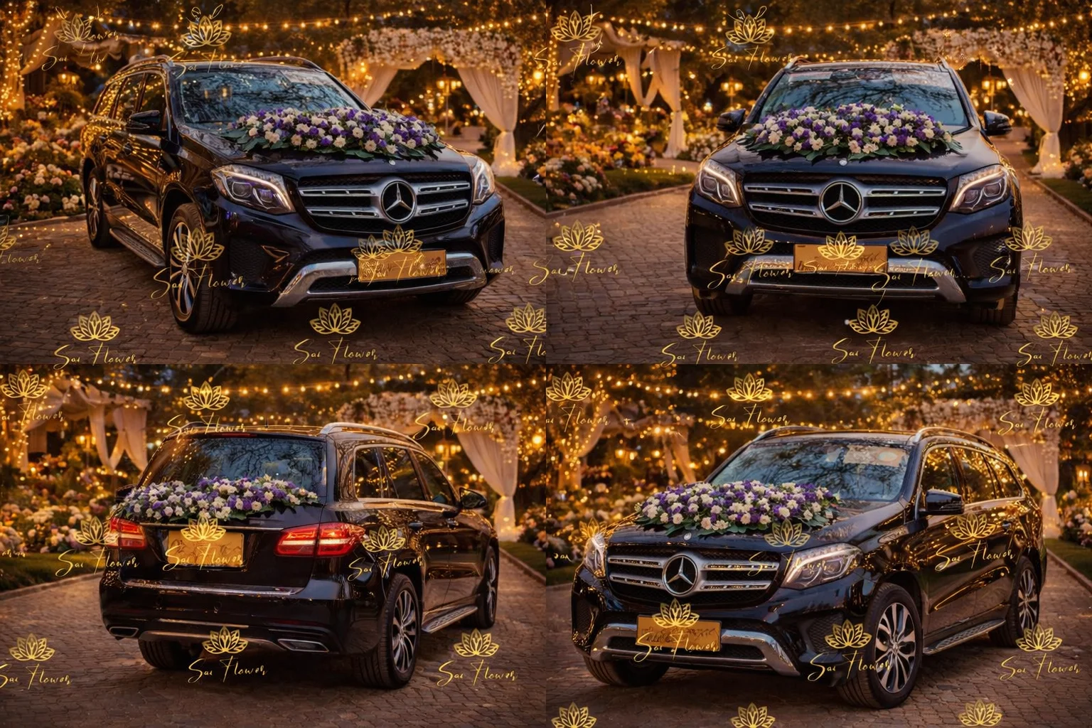 Luxury White Wedding Car Decoration with Fresh Red Roses & Romantic Vibe | SaiFlower Delhi gallery