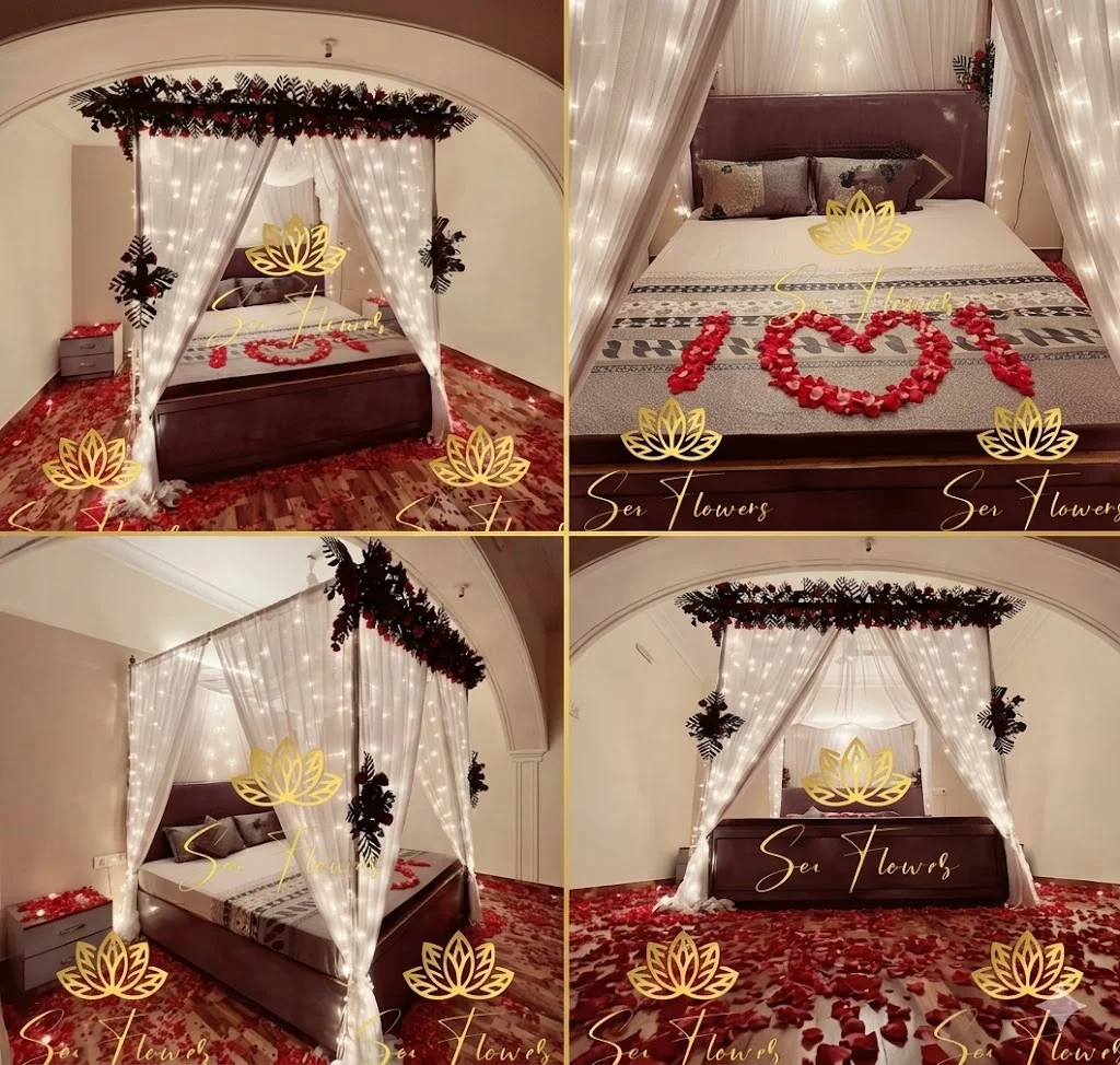 Luxury Romantic Canopy & Fresh Flower Room Decoration – Premium Florist & Wedding Décor in Delhi gallery
