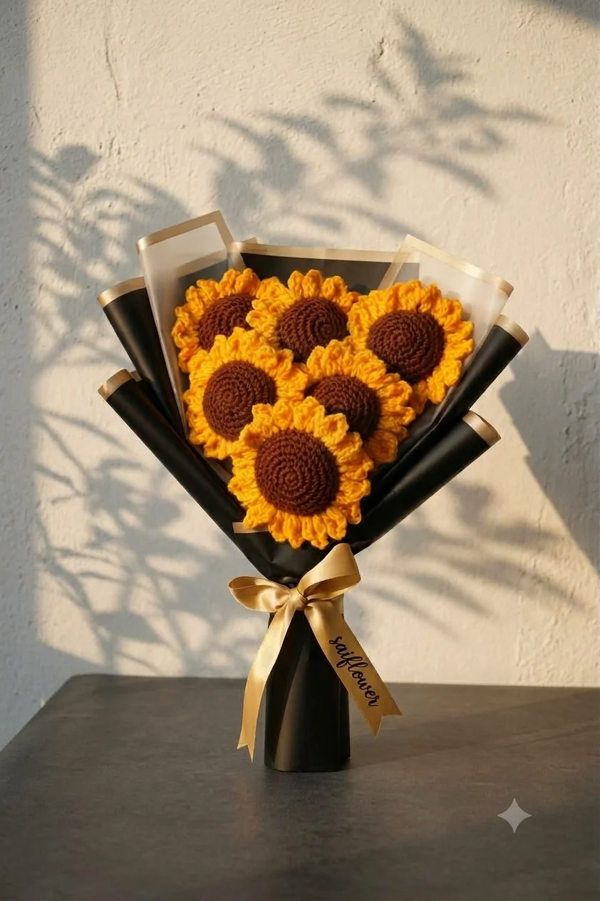 Premium Sunflower Crochet Bouquet