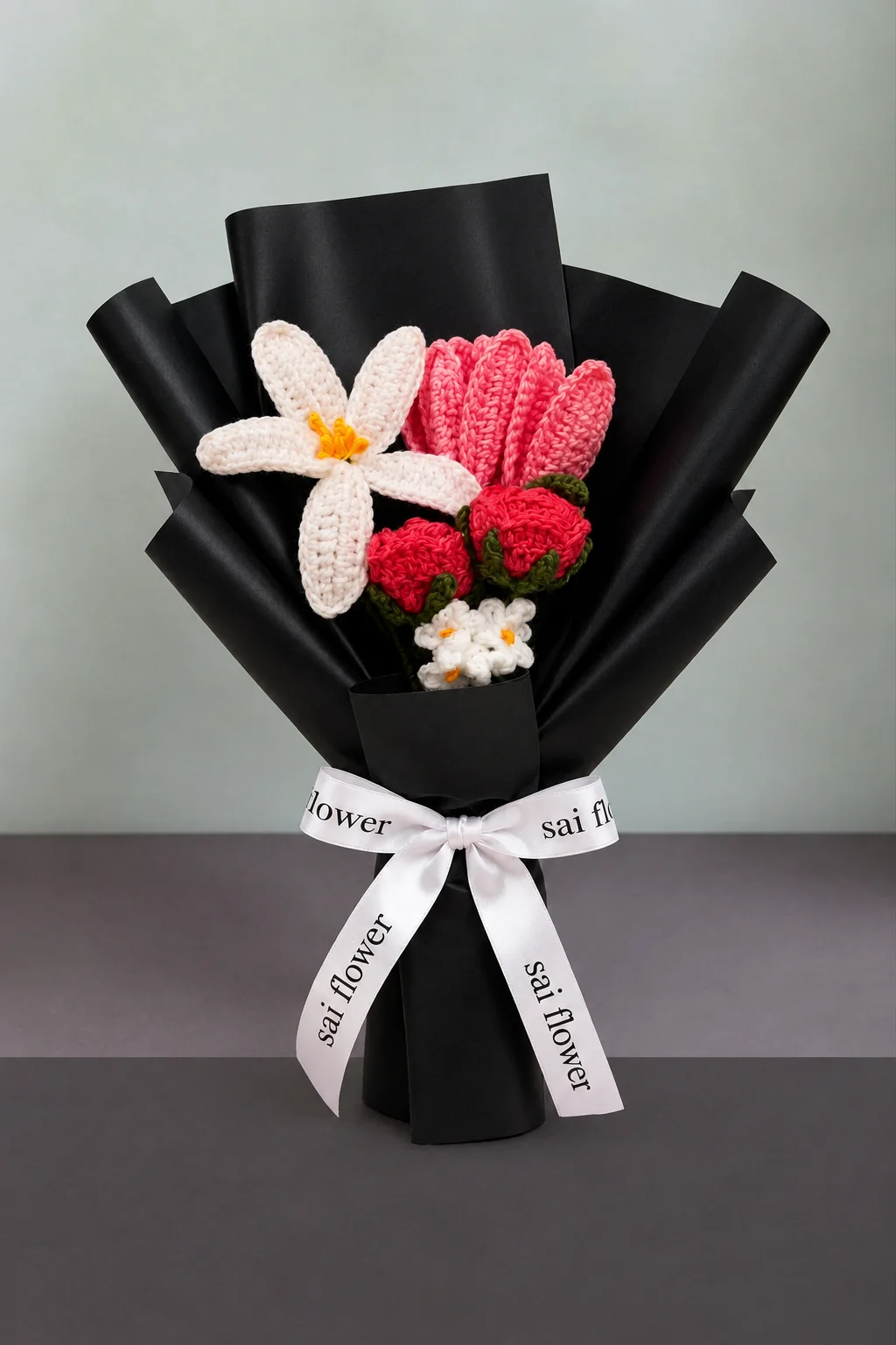 Premium Handcrafted Crochet Lily & Tulip Bouquet