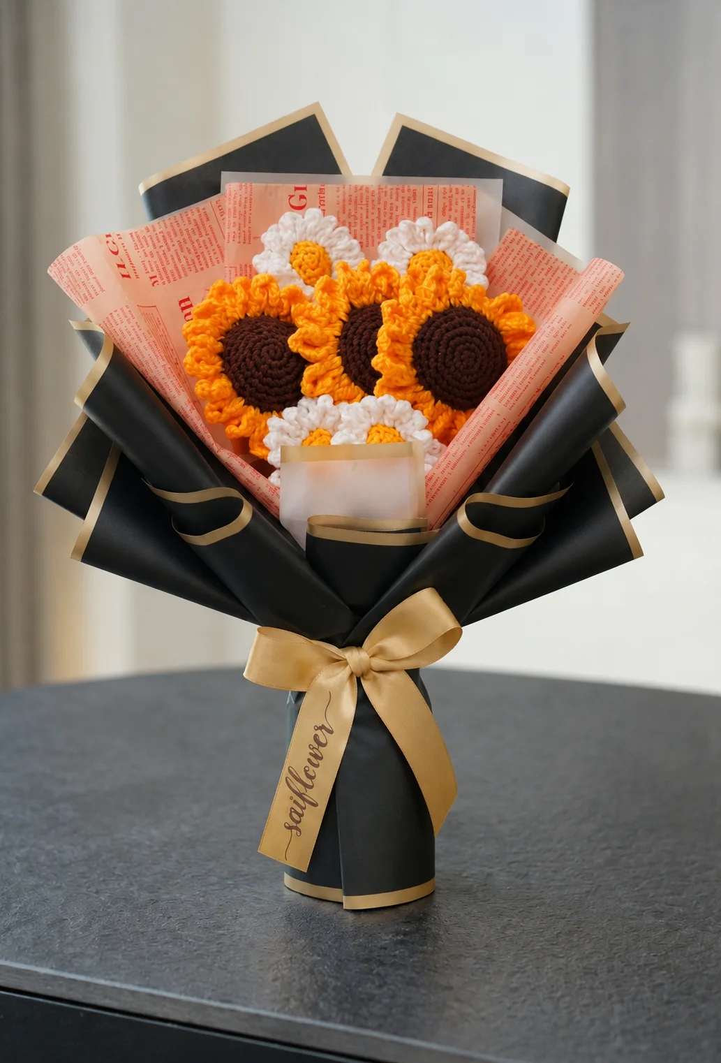 Luxury Crochet Sunflower & Daisy Bouquet