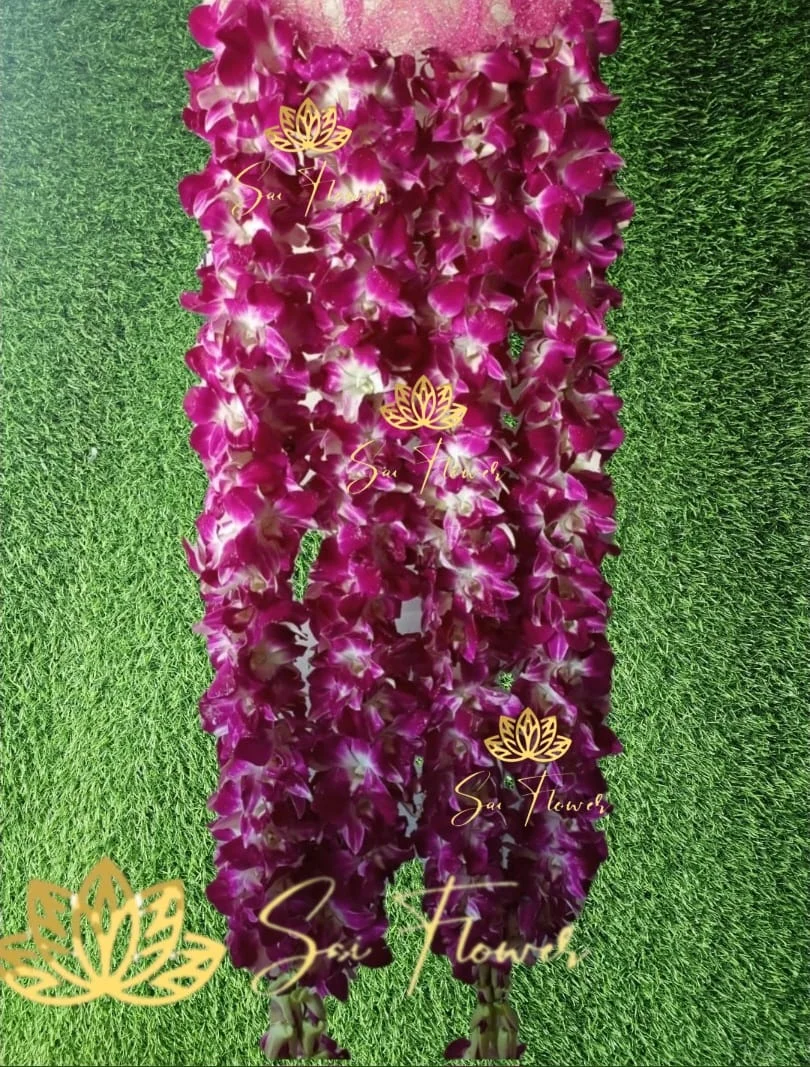 Premium Magenta Pink Orchid Varmala | Fresh Wedding Jaimala