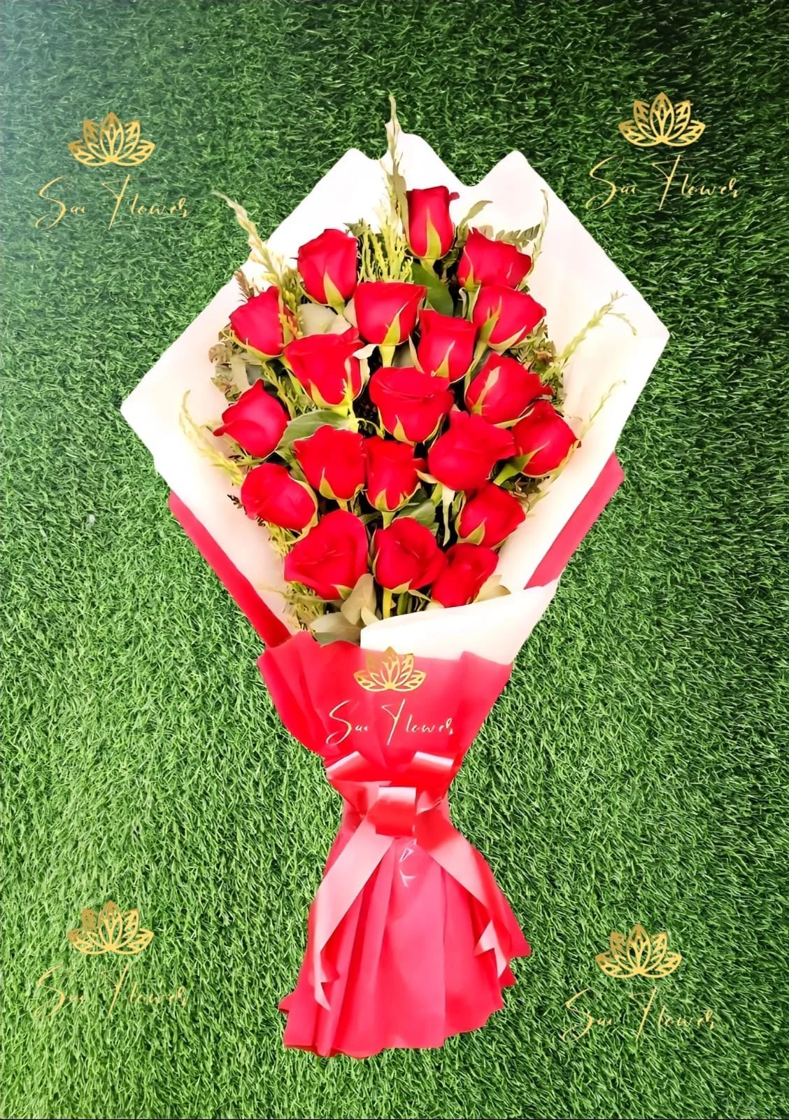 Premium 24 Red Roses Bouquet – Luxury Romantic Red Rose Arrangement by Sai Flower