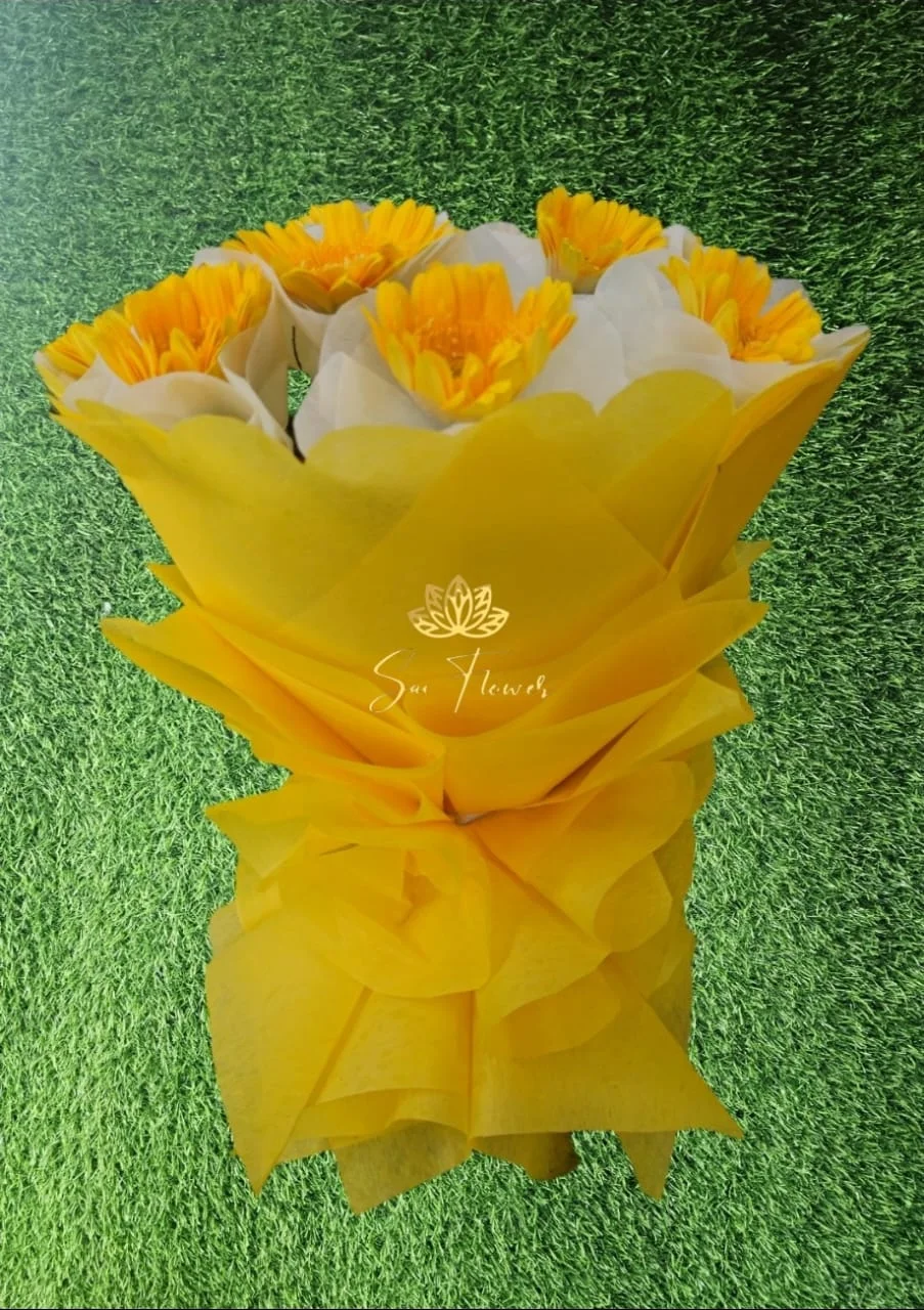 Premium Yellow Gerbera Bouquet – Luxury Bright Flower Arrangement