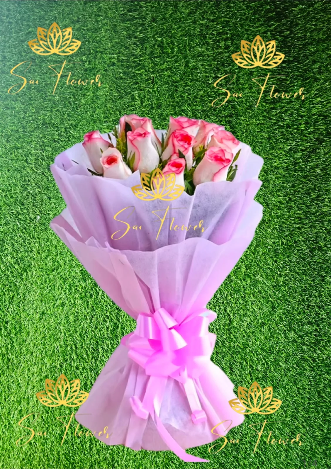 Elegant Pink White Rose Bouquet