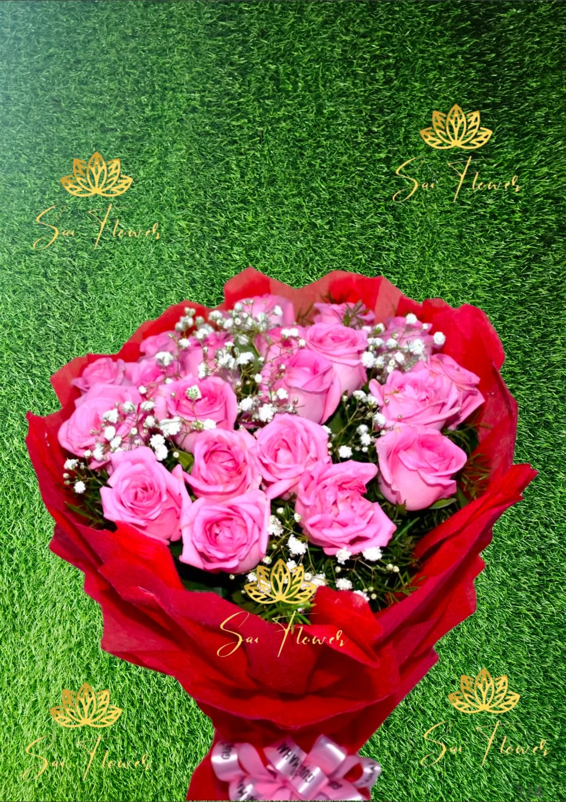 Crimson Pink Rose Romance Bouquet