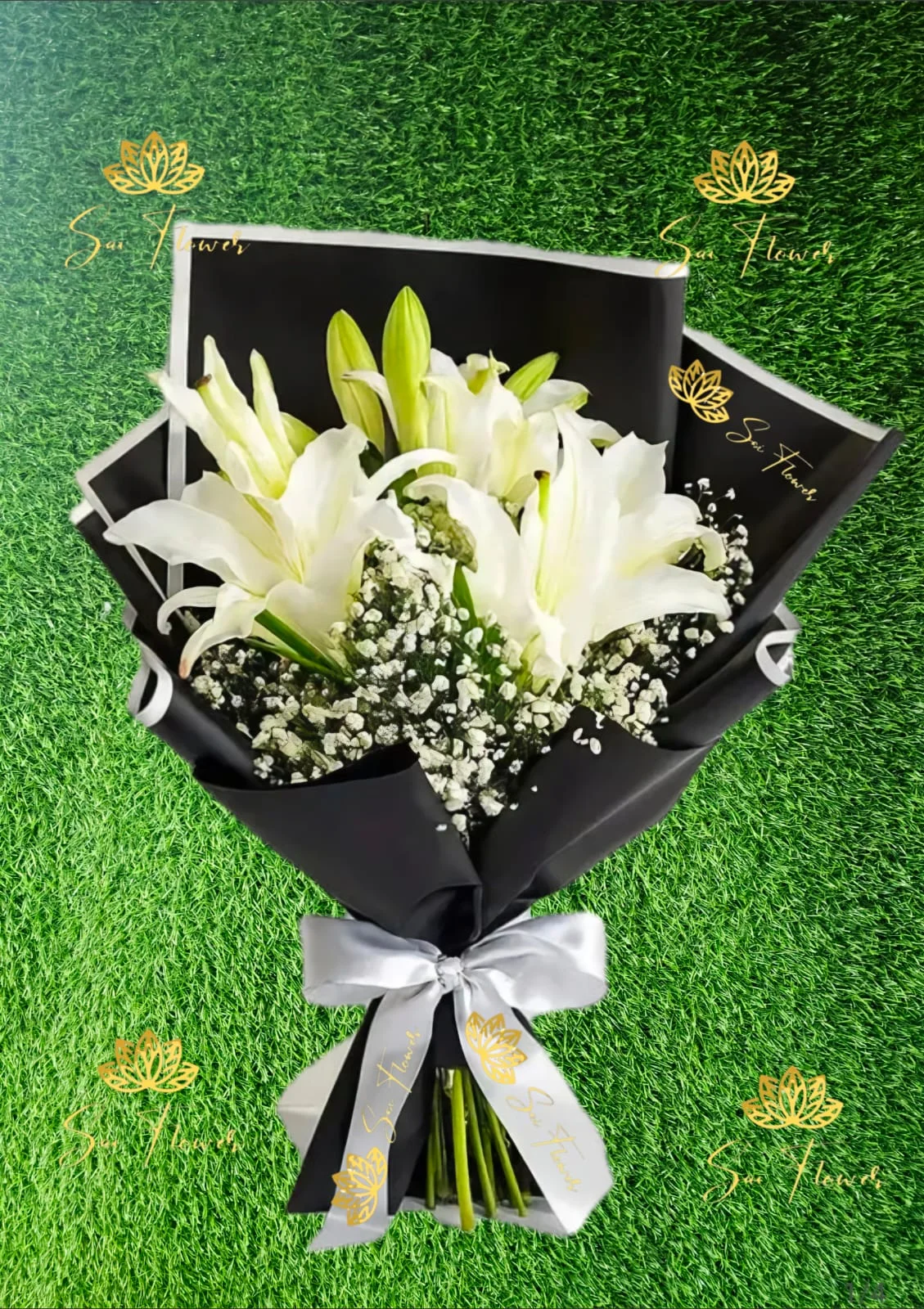 Midnight White Lily Bouquet