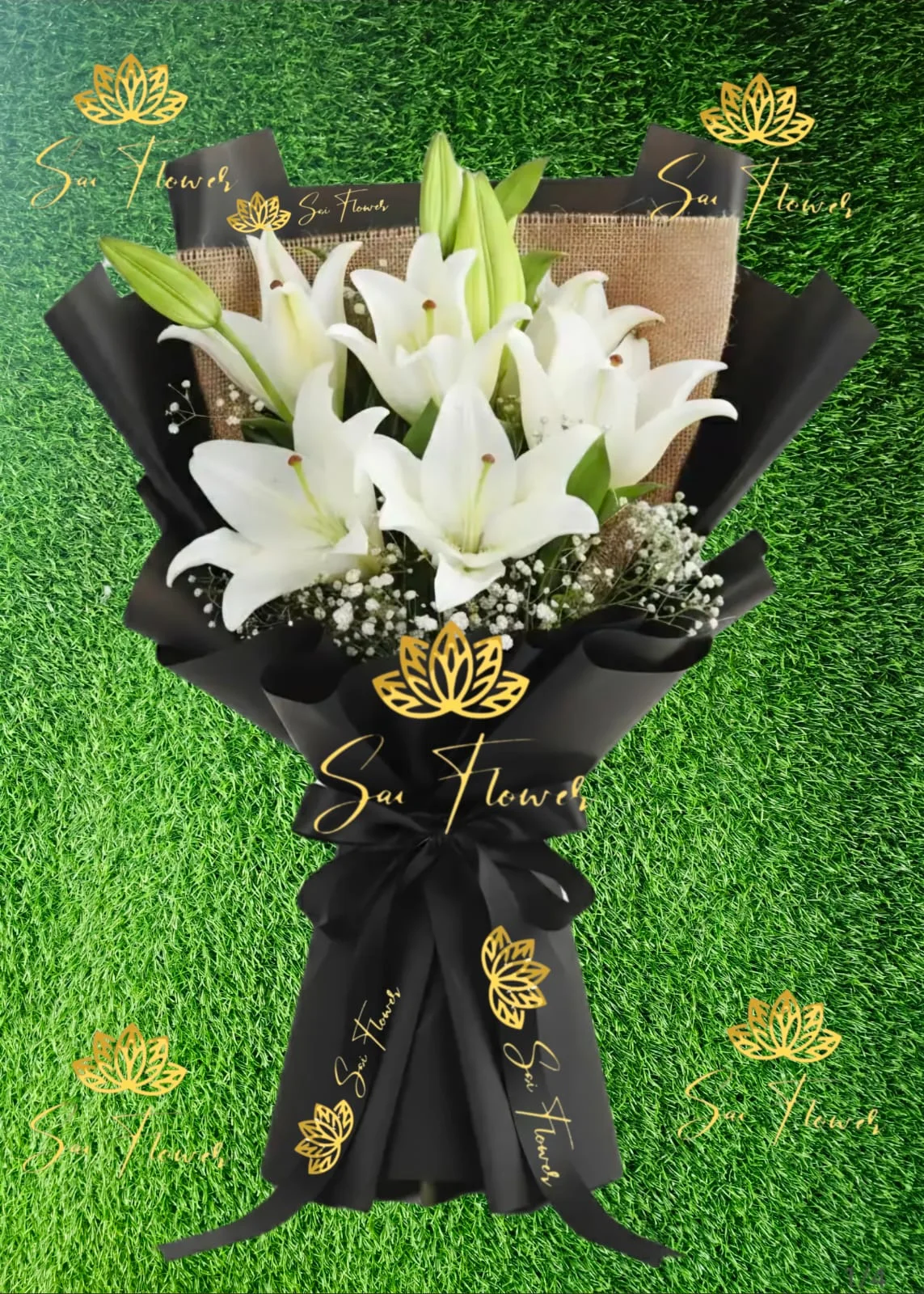 Midnight White Lily Grace Bouquet