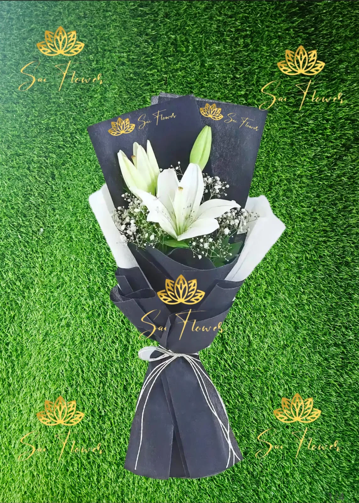 Noir White Lily Charm Bouquet