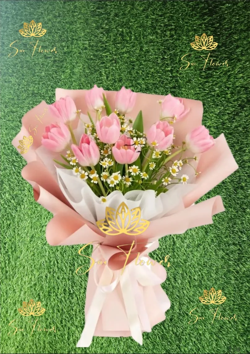 Pink Tulip Daisy Charm Bouquet