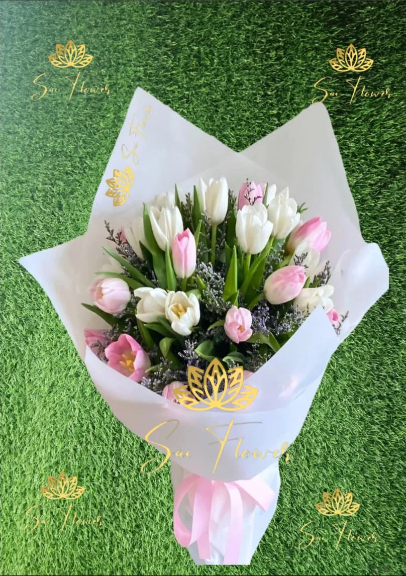 Blush & White Tulip Grace Bouquet