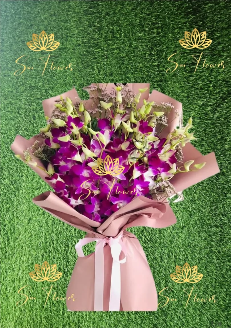 Velvet Purple Orchid Charm Bouquet