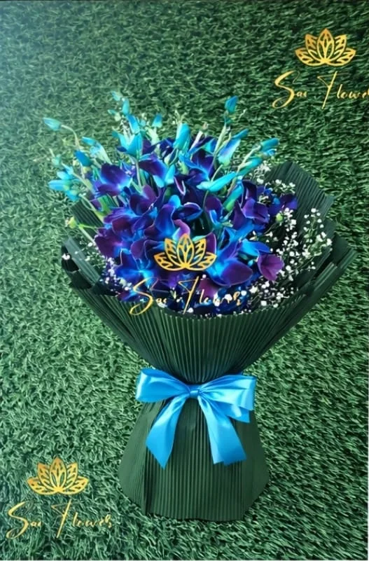 Midnight Blue Orchid Royal Bouquet