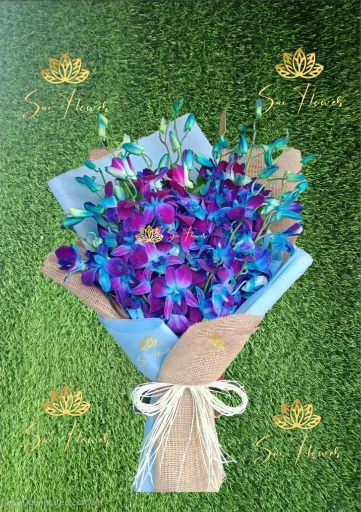 Azure Blue Orchid Rustic Charm Bouquet