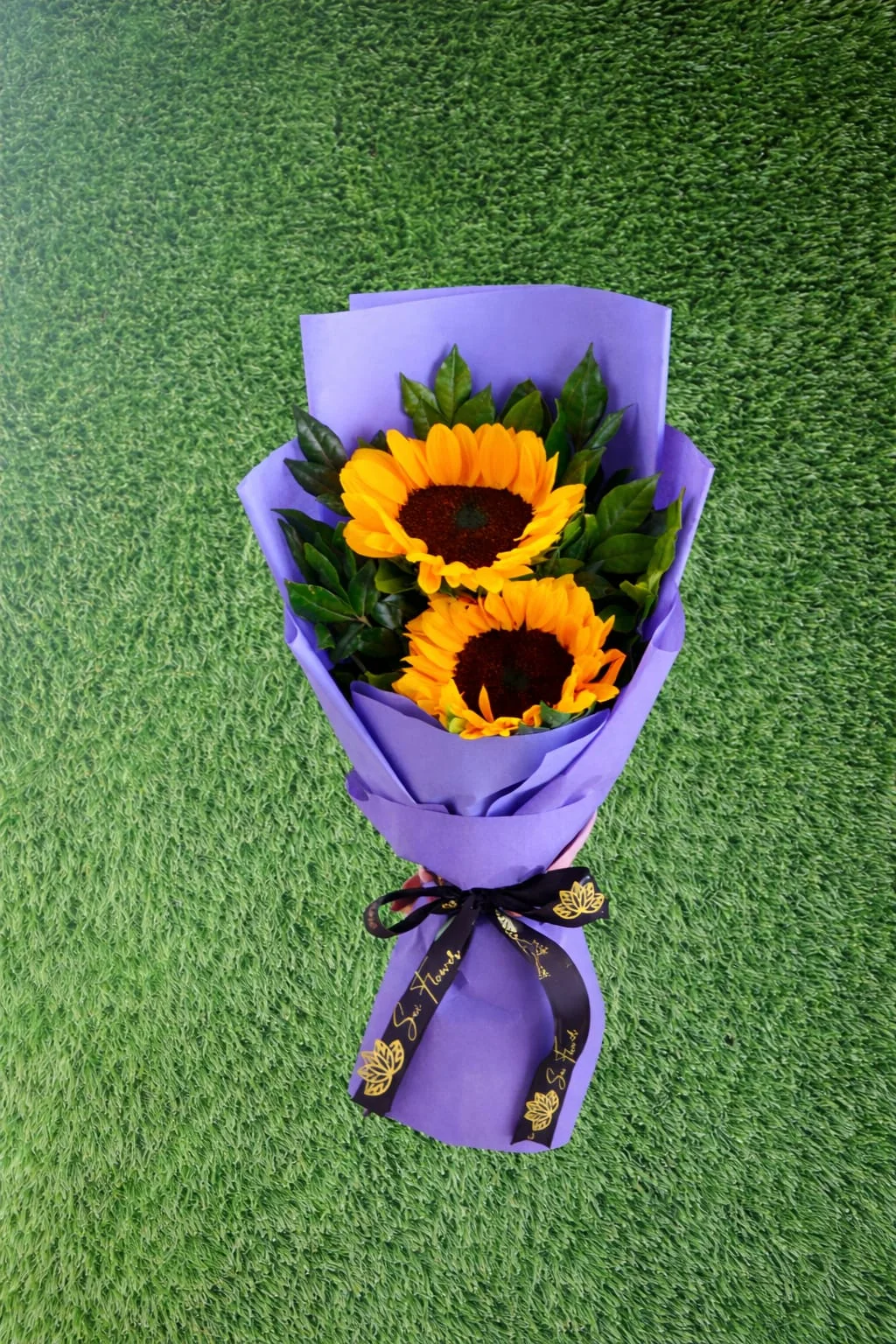 Royal Purple Sunflower Charm Bouquet