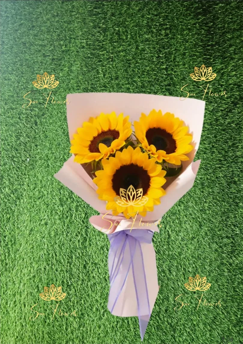 Blush Sunflower Trio Bouquet