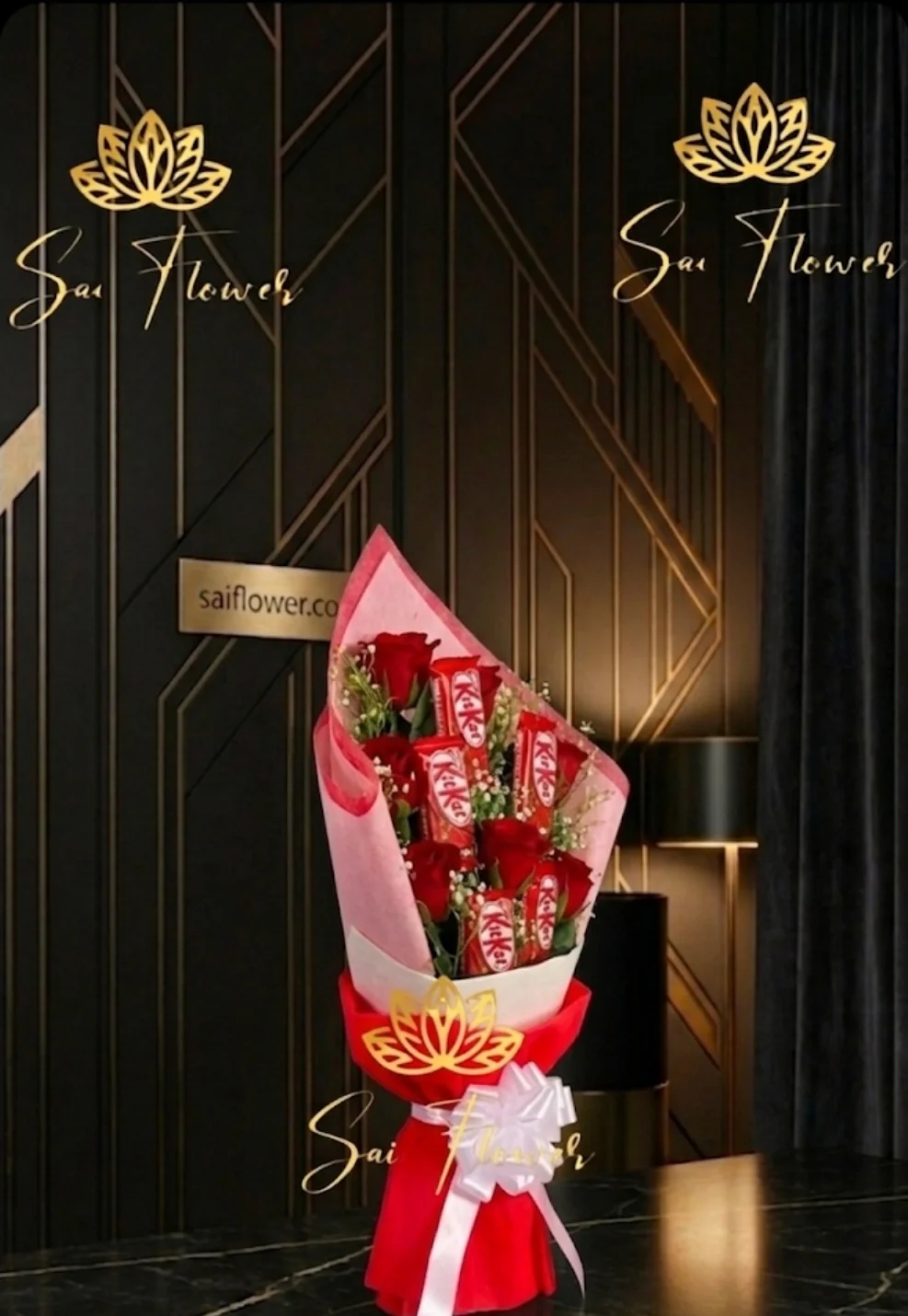 The Sweet Romance: Premium Red Rose & KitKat Bouquet | SaiFlower Delhi Florist