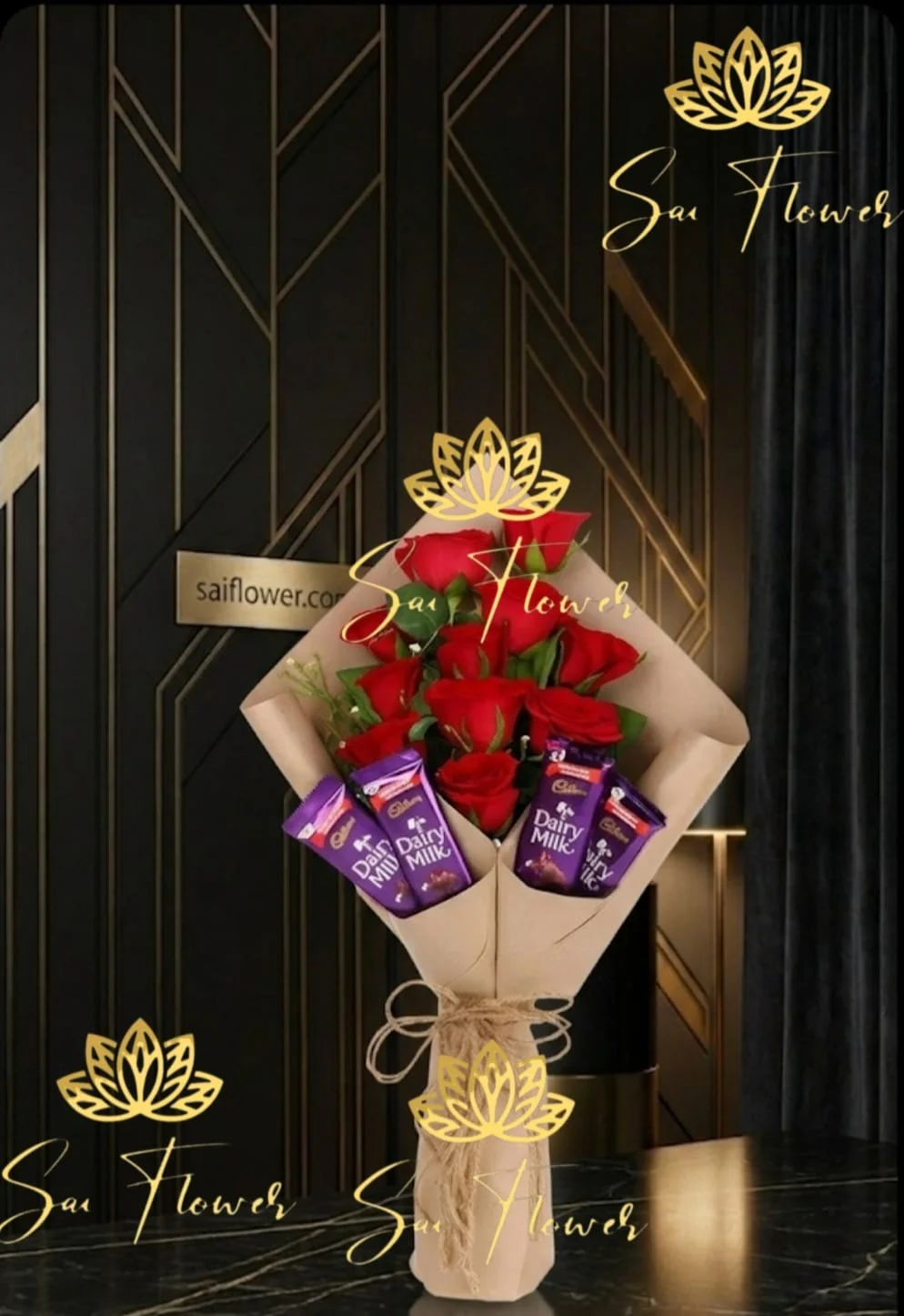 Premium Red Rose & Cadbury Dairy Milk Chocolate Bouquet - Deluxe Delhi Florist