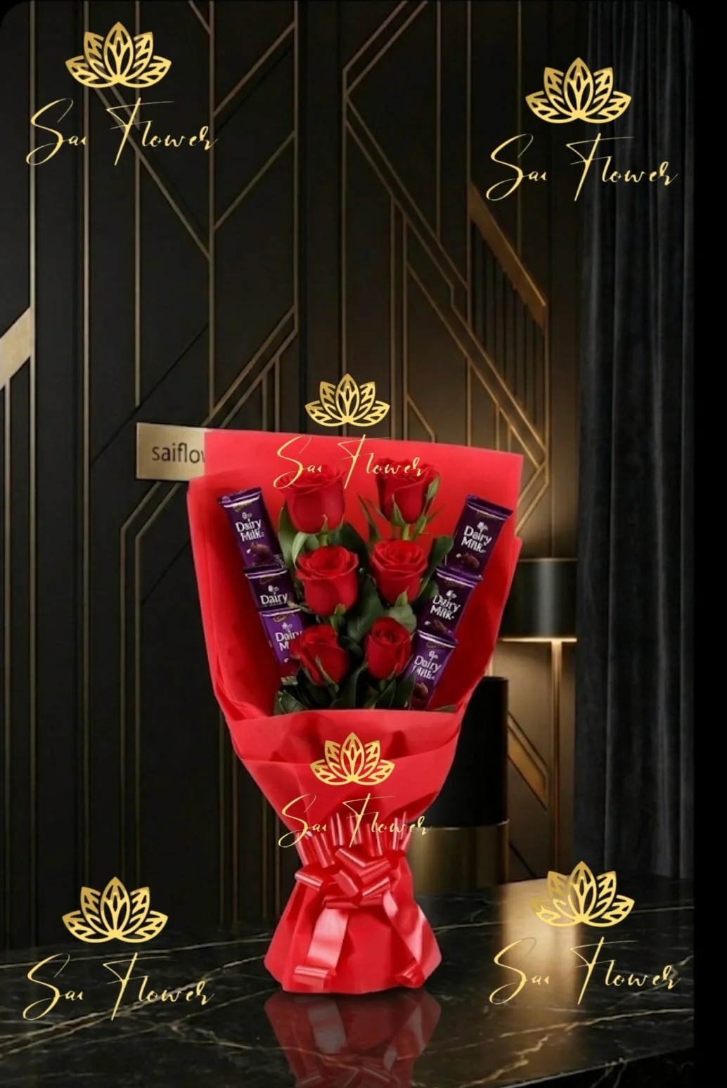The Ruby & Sweet Embrace' – Premium Red Roses and Dairy Milk Chocolate Bouquet | Best Flower Delivery in Delhi