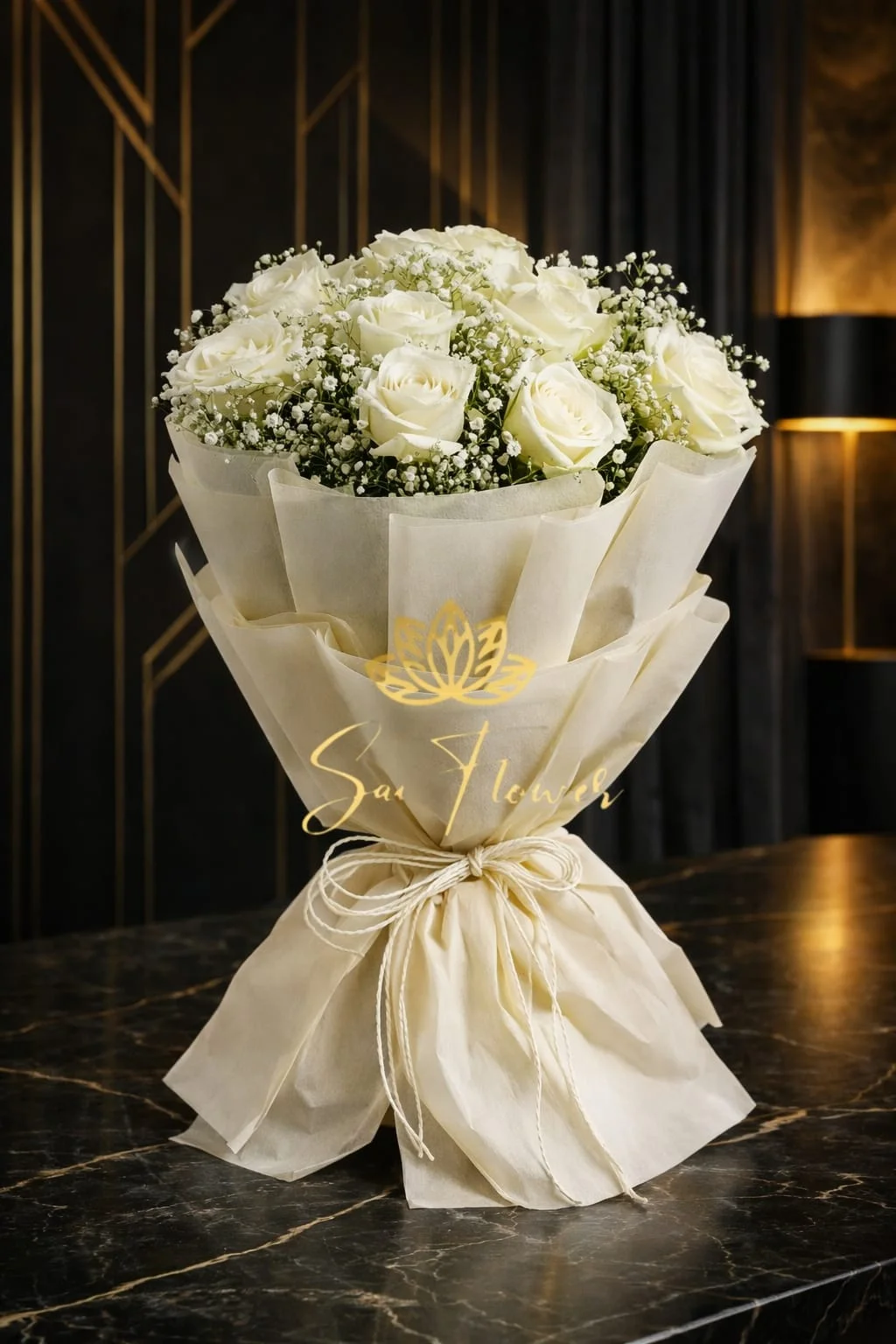 The Serene Love White Rose Bouquet – Premium Flower Delivery Delhi