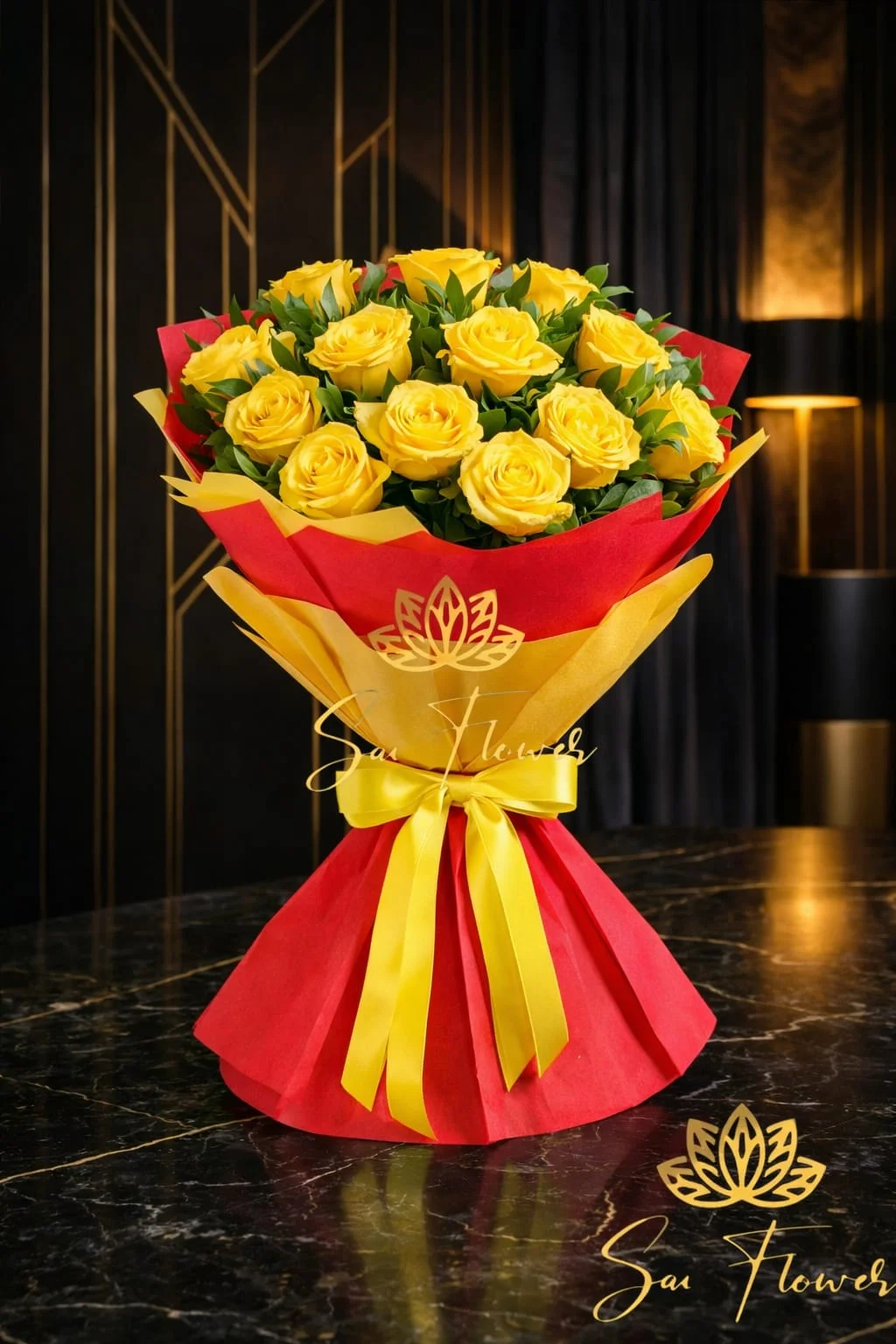 Imperial Golden Radiance - Premium Yellow Rose Bouquet | Same-Day Delhi Delivery