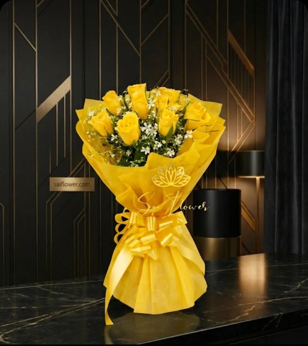 Sunshine & Smiles Premium Yellow Rose Bouquet for Same-Day Delhi Delivery