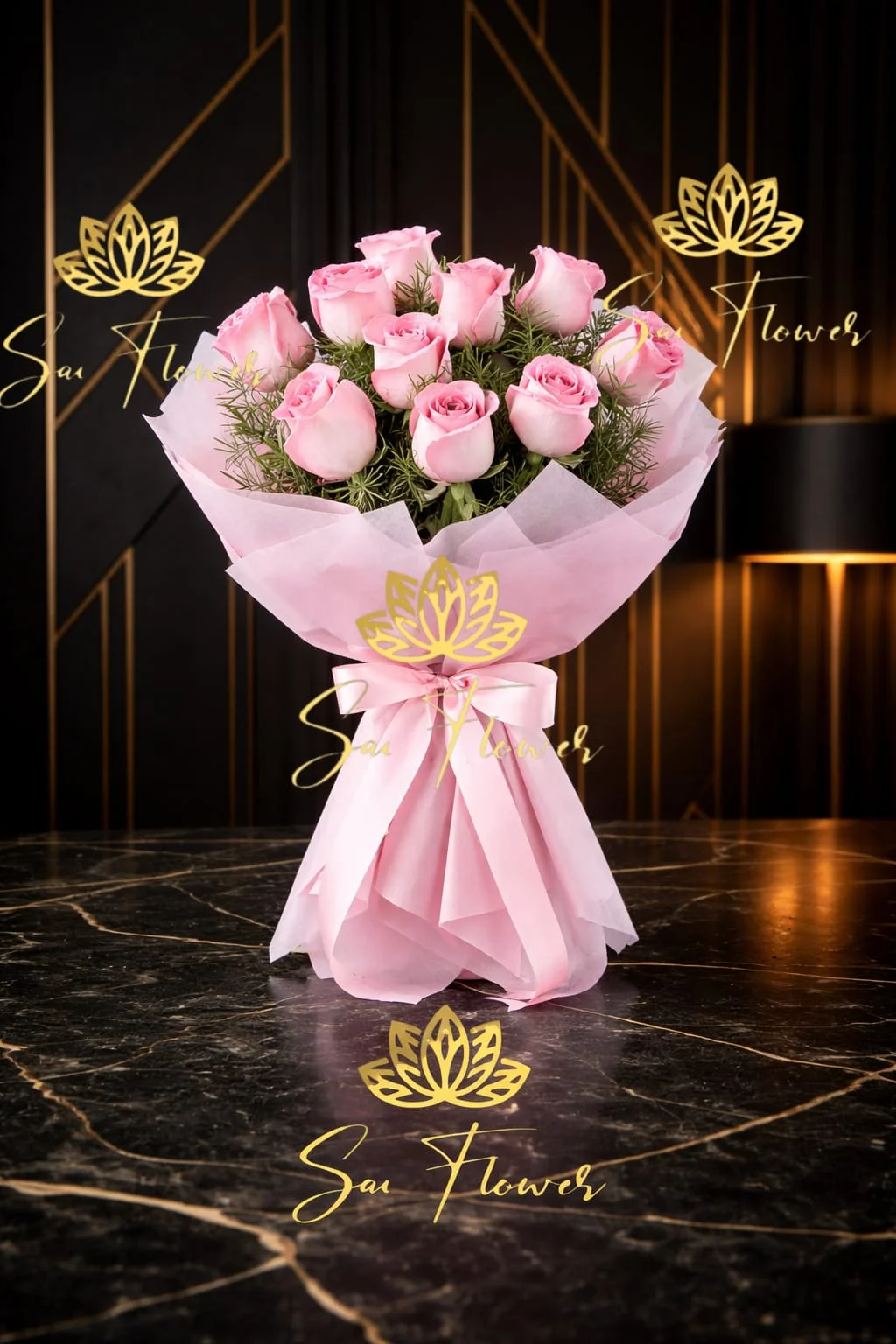 Soft Velvet Pink Rose Bouquet: A Dozen Blossoms by Premier Delhi Florist