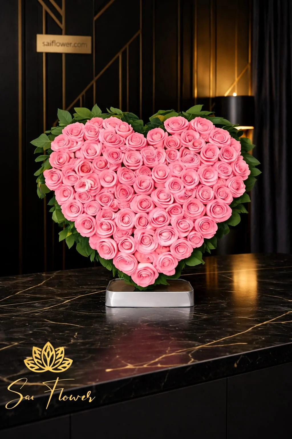 The Eternal Love Premium Pink Rose Heart-Shaped Box - Luxury Florist Delhi