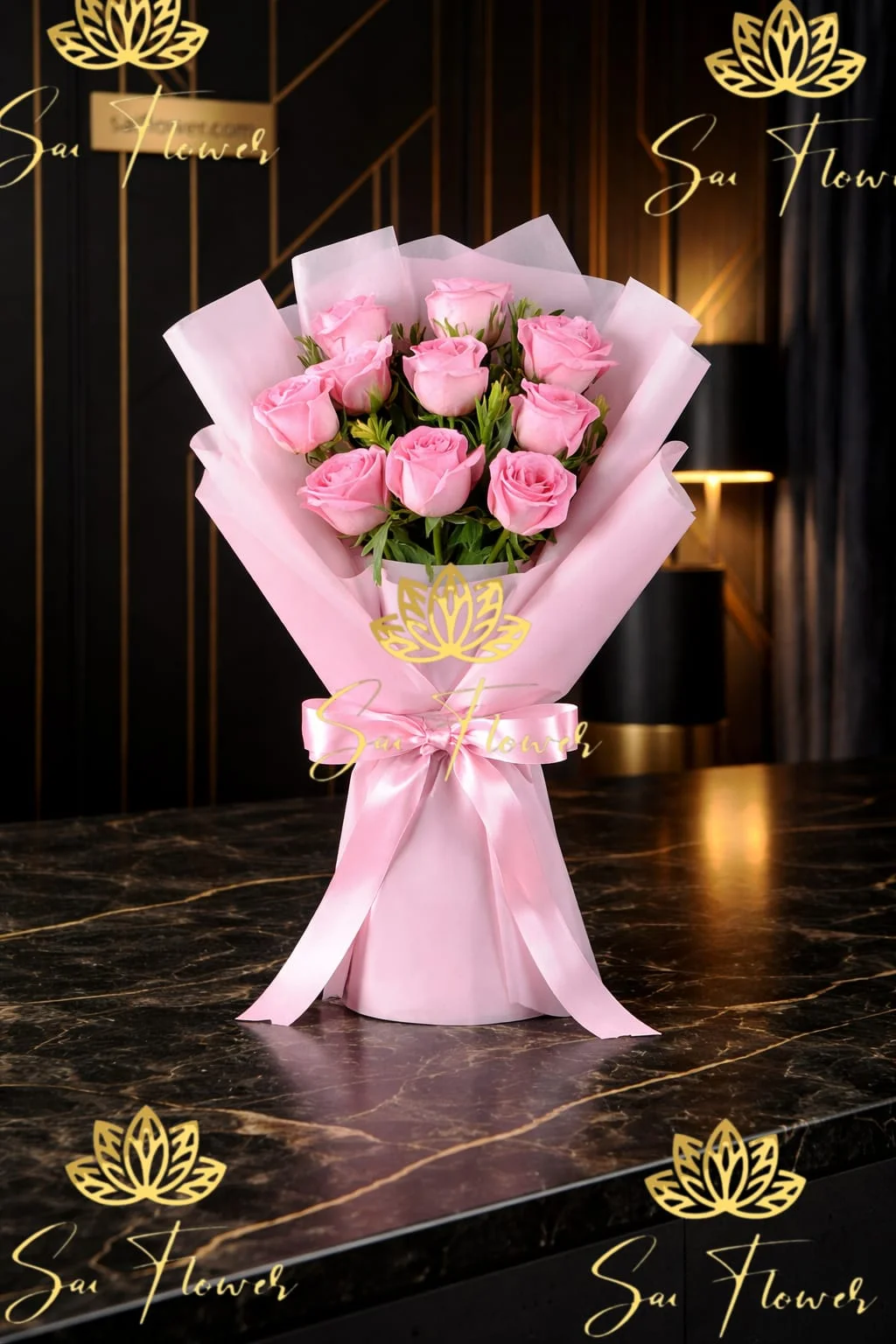 "Eternal Blush" Pink Roses Bouquet | Premium Flower Delivery in Delhi by SaiFlower