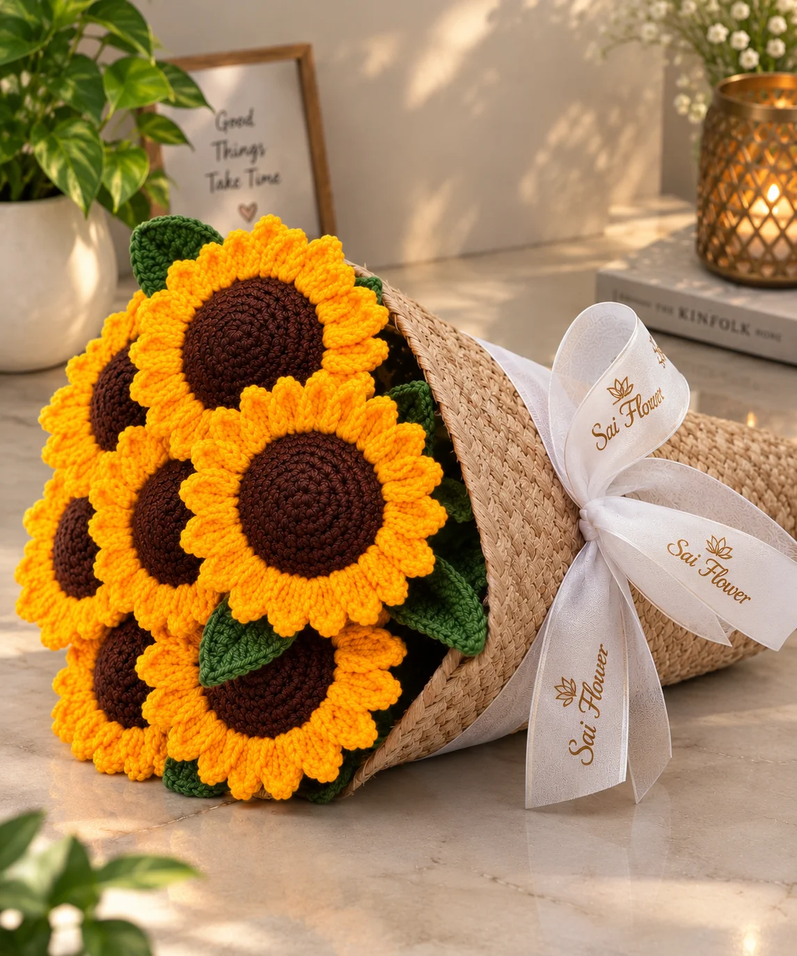 Premium Handcrafted Crochet Sunflower Bouquet