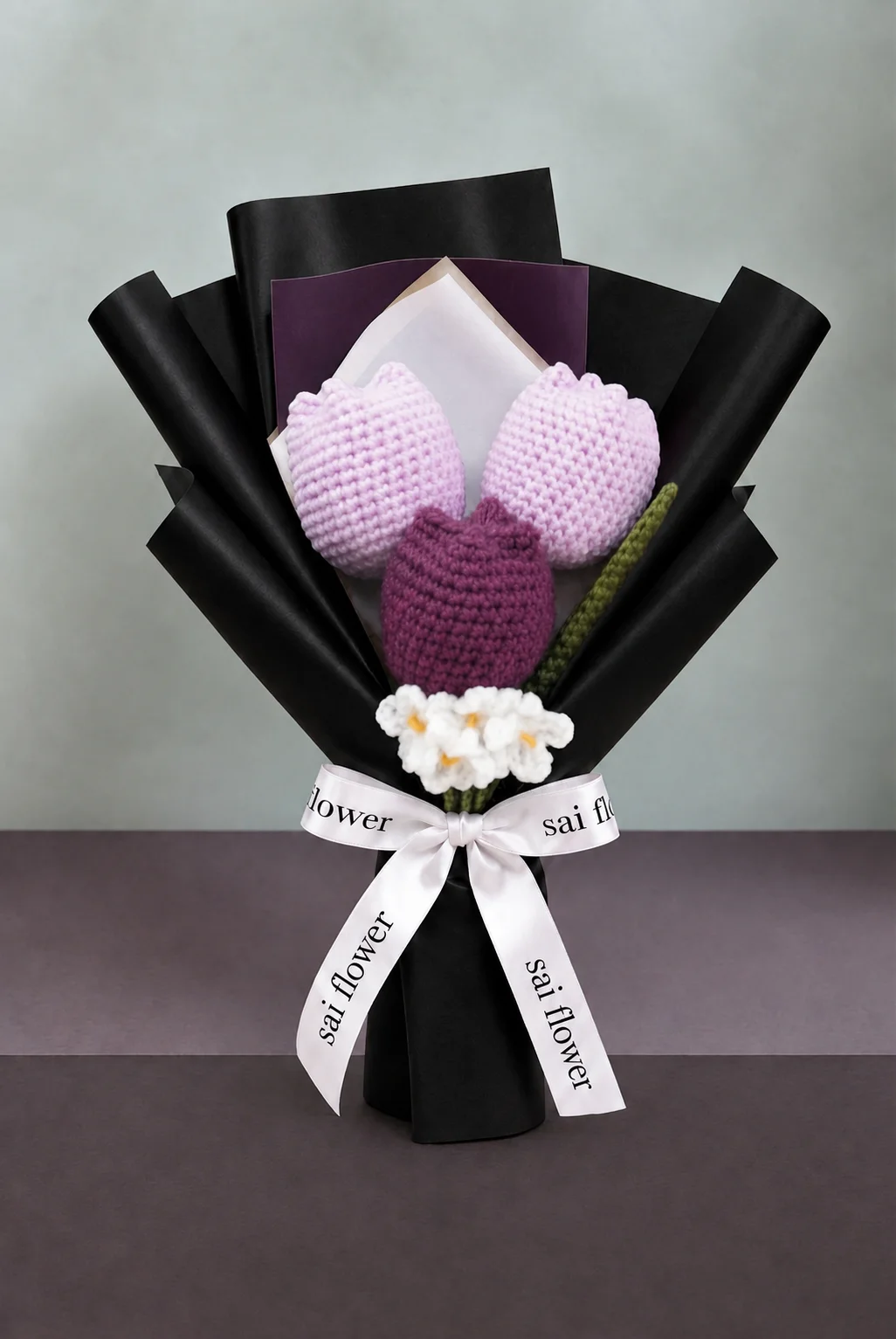 Handcrafted Crochet Purple Tulip Bouquet