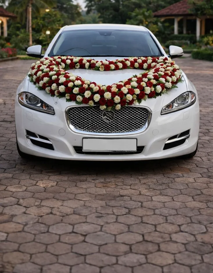 Personalized Wedding Car Decoration 2026: Floral Initials and Heart Designs