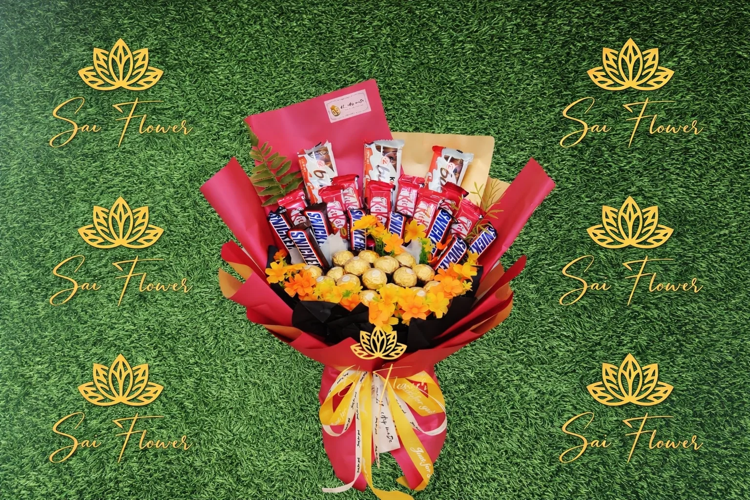 Premium Chocolate Bouquet with Ferrero Rocher & Snickers – Luxury Gift by Sai Flower