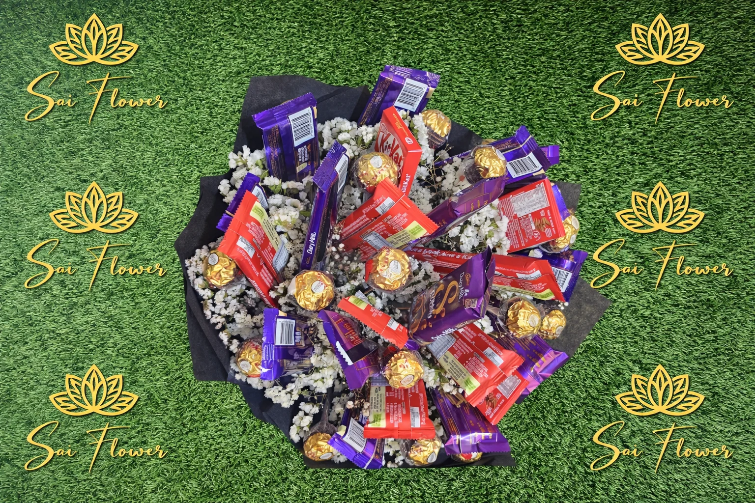 Premium Ferrero Rocher, Dairy Milk & KitKat Chocolate Bouquet – Luxury Gifting by Sai Flower