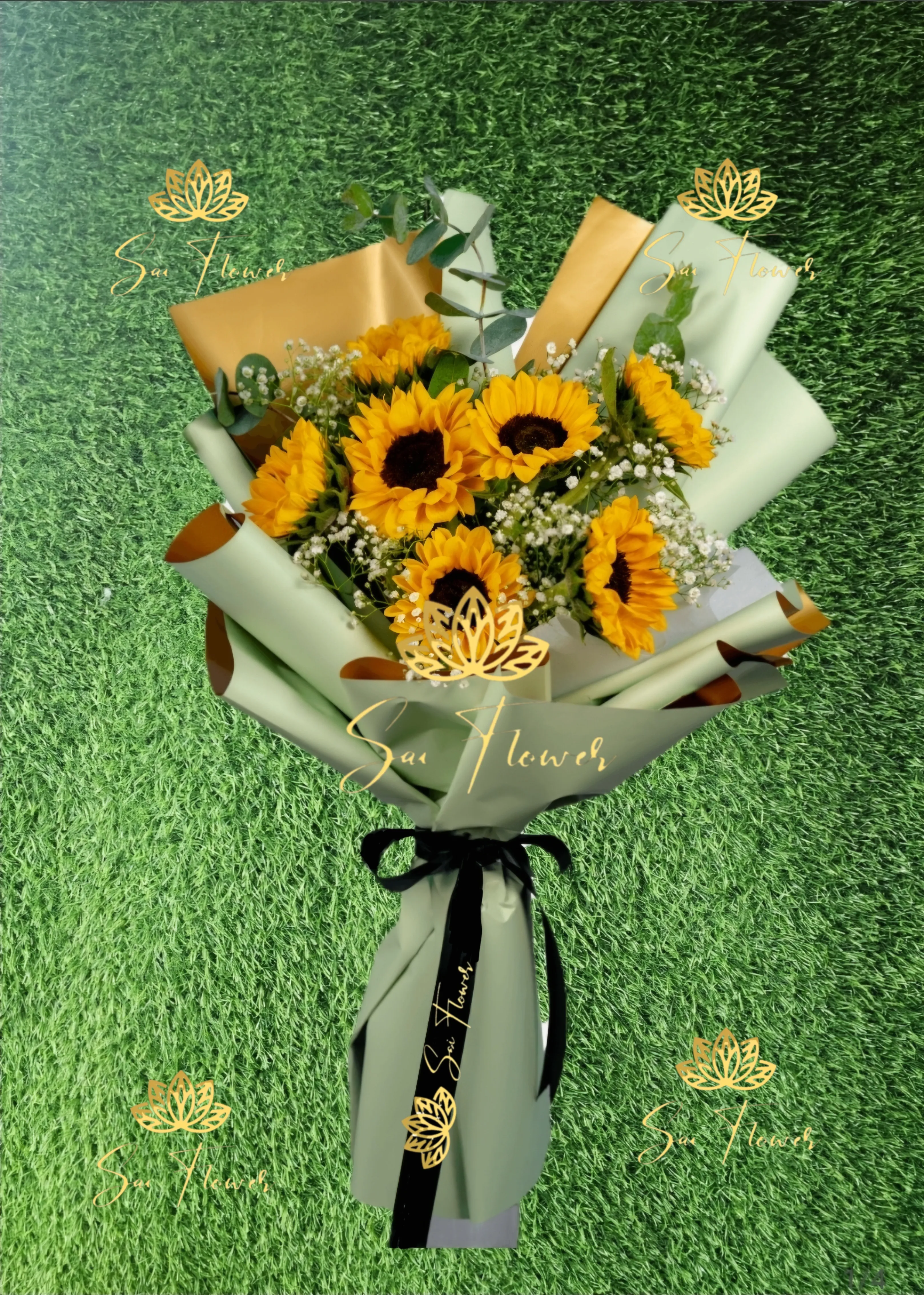 Sage Sunflower Bloom Luxe Bouquet