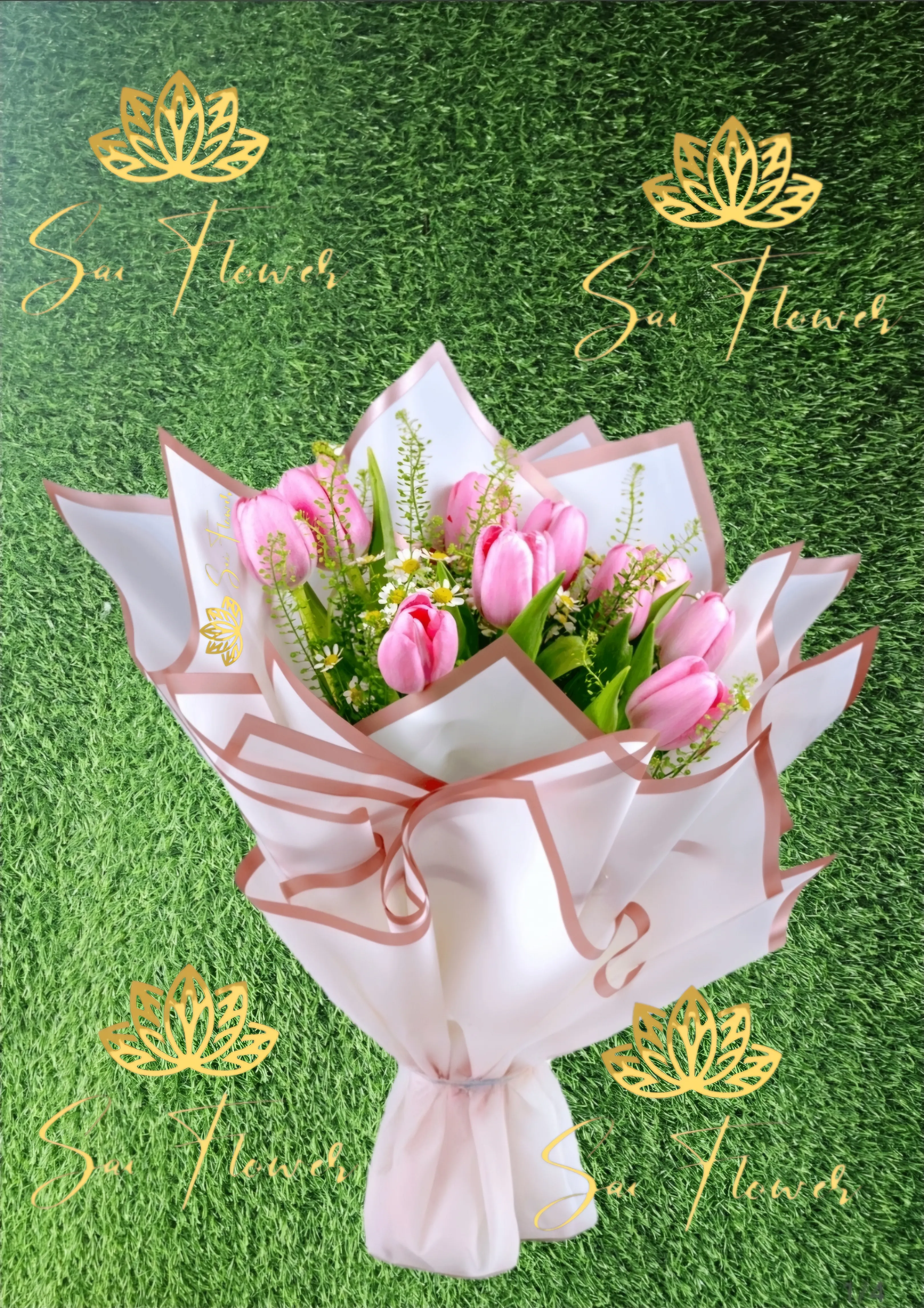 Sweet Pink Tulip Bloom Bouquet